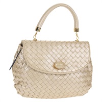 ボッテガヴェネタ BOTTEGAVENETA ハンドバッグ イントレチャート レザー ベージュ ゴールド レディース 155449V