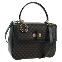 セリーヌ CELINE ハンドバッグ サークル マカダムキャンバス PVC 2way ブラック ゴールド レディース 171461V