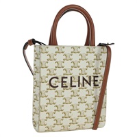 セリーヌ CELINE バーティカル　カバ　ミニ ハンドバッグ トリオンフ PVC 2way ホワイト レディース 172380M
