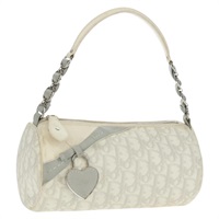 クリスチャンディオール Christian Dior ハンドバッグ トロッターキャンバス ロマンティック PVC ホワイト シルバー レディース 168346V