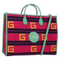 グッチ GUCCI リゾートコレクションカプリ ハンドバッグ ニット 2way マルチカラー ゴールド 663709 レディース 173375SAM