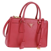 プラダ PRADA ガレリア ハンドバッグ サフィアーノレザー 2way ピンク ゴールド レディース 166115V