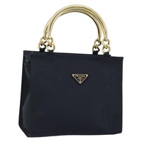 プラダ PRADA ハンドバッグ メタルハンドル ナイロン ブラック ゴールド レディース LNZ454V