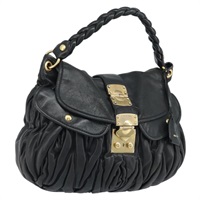 ミュウ ミュウ Miu Miu ハンドバッグ レザー 2way ブラック ゴールド レディース mr2123V