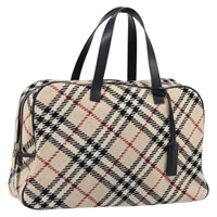 バーバリー BURBERRY ハンドバッグ ノバチェック ウール ベージュ ゴールド レディース mr2159V