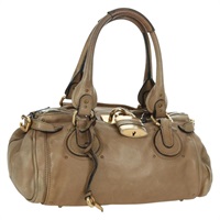 クロエ Chloe ハンドバッグ パディントン レザー ベージュ ゴールド レディース am10898A