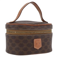 セリーヌ CELINE ハンドバッグ マカダムキャンバス ミニバニティ PVCレザー ブラウン ゴールド レディース ARZ312A