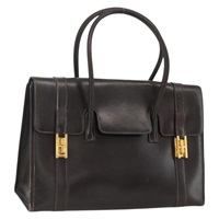 エルメス HERMES ドラッグ30 ハンドバッグ カーフスキン ダークブラウン ゴールド レディース fm5258A