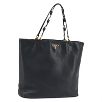 プラダ PRADA ハンドバッグ レザー ブラック ゴールド レディース ka2898A