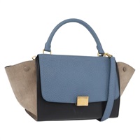セリーヌ CELINE トラペーズ ハンドバッグ レザー 2way ブルー ゴールド レディース ka2999A