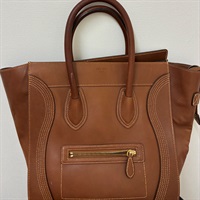 CELINE ラゲージ ミニ ハンドバッグ ブラウン ゴールド レザー