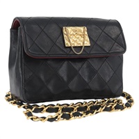 シャネル CHANEL ショルダーバッグ マトラッセ チェーン ラムスキン ブラック ゴールド レディース 172545SAV