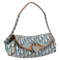 クリスチャンディオール Christian Dior ショルダーバッグ チェーン トロッターキャンバス ロマンティック ブルー シルバー レディース 173353V