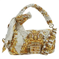 フェンディ FENDI マンマバゲット ショルダーバッグ ズッカキャンバス フェンダーチェ VERSACEコラボ ナイロン 2way ホワイト ゴールド レディース 173367SAM