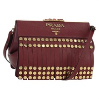 プラダ PRADA ショルダーバッグ サフィアーノレザー ボルドー ゴールド レディース 173319V