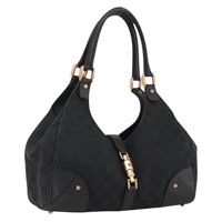 グッチ GUCCI ショルダーバッグ ニュージャッキー GGキャンバス ブラック ゴールド 124407 レディース 173356A