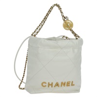 シャネル CHANEL ショルダーバッグ マトラッセ チェーン カーフスキン ホワイト ゴールド レディース BA11027SAM