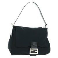 フェンディ FENDI マンマバゲット ショルダーバッグ ナイロン ブラック シルバー レディース BA9559V