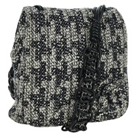 シャネル CHANEL ショルダーバッグ チェーン ツイード ホワイト ブラック レディース bs33641V