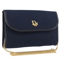 クリスチャンディオール Christian Dior ショルダーバッグ チェーン トロッターキャンバス ネイビー ゴールド レディース BSZ178V