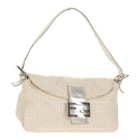 フェンディ FENDI マンマバゲット ショルダーバッグ ズッキーノキャンバス シルバー レディース ep12129V