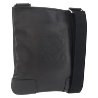 ロエベ LOEWE ショルダーバッグ アナグラム レザー ブラック シルバー レディース ka2904V