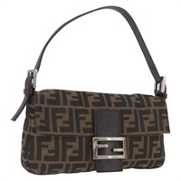 フェンディ FENDI マンマバゲット ショルダーバッグ ズッカキャンバス ブラウン ブラック レディース ka2950V
