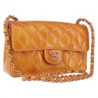 シャネル CHANEL マトラッセ 21 ショルダーバッグ チェーン パテントレザー オレンジ シルバー レディース ARZ449A