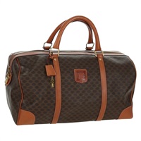 セリーヌ CELINE ボストンバッグ マカダムキャンバス PVCレザー ブラウン ゴールド レディース 172709V