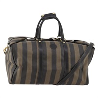 フェンディ FENDI ボストンバッグ ペカンキャンバス PVC 2way ブラック ブラウン レディース 172678A