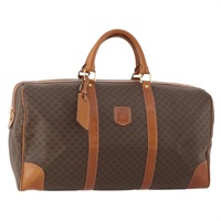 セリーヌ CELINE ボストンバッグ マカダムキャンバス PVCレザー ブラウン ゴールド レディース LNZ089A