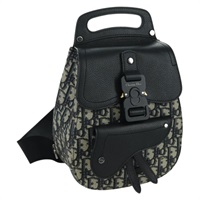 クリスチャンディオール Christian Dior ボディバッグ オブリーク トロッターキャンバス サドルバッグ ネイビー シルバー レディース 172398SAM
