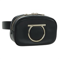 サルヴァトーレフェラガモ Salvatore Ferragamo ウエストバッグ ガンチーニ レザー ブラック ゴールド レディース ARZ136V
