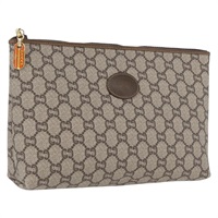 グッチ GUCCI クラッチバッグ GGプラススプリーム PVC ベージュ ゴールド レディース 173874A