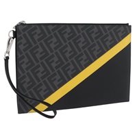 フェンディ FENDI クラッチバッグ ズッカキャンバス PVC ブラック シルバー レディース BSZ087V