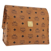 エム・シー・エム MCM クラッチバッグ ロゴグラム ヴィセトス PVCレザー ブラウン ゴールド レディース mr2133V