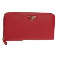 プラダ PRADA 長財布 サフィアーノレザー レッド ゴールド レディース 155461V