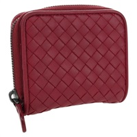 ボッテガヴェネタ BOTTEGAVENETA ラウンドコンパクト 財布 イントレチャート レザー ピンク レディース am10894V