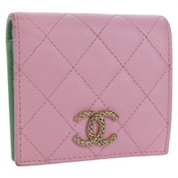 シャネル CHANEL コンパクトウォレット 財布 マトラッセ キャビアスキン ピンク レディース ARZ472M
