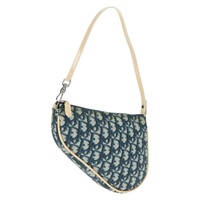 クリスチャンディオール Christian Dior ポーチ トロッターキャンバス サドルポーチ ブルー シルバー レディース 168450V