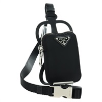 プラダ PRADA ポーチ フォンホルダー ナイロン ブラック シルバー レディース 172423M