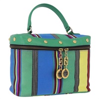 ジャンニ・ヴェルサーチ Gianni Versace ポーチ バニティ キャンバス グリーン ゴールド レディース 172393A