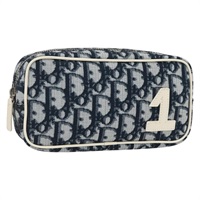 クリスチャンディオール Christian Dior ポーチ トロッターキャンバス PVC ネイビー シルバー レディース bs33841A