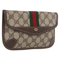 グッチ GUCCI ポーチ GGスプリーム ウェブシェリーライン PVC ベージュ レッド レディース LNZ1003A