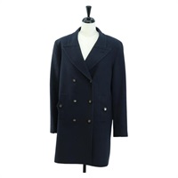シャネル CHANEL ダブルブレストジャケット コート 上着 コットン ネイビー レディース am10874V