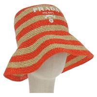 プラダ PRADA ハット ストロー オレンジ レディース LNZ588M