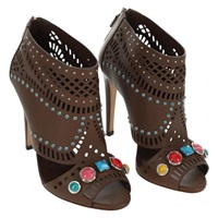 グッチ GUCCI サンダル ハイヒール レザー 35 1/2 ブラウン レディース ARZ137V