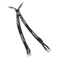 シャネル CHANEL ベルト サスペンダー キャンバス ブラック レディース 173409V