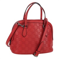 グッチ GUCCI ハンドバッグ GGキャンバス グッチシマ レザー 2way シルバー レッド 341504 レディース BA11210V