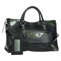 バレンシアガ BALENCIAGA ジャイアントシティ ハンドバッグ レザー 2way ブラック シルバー 281770 レディース YKZ099SAV